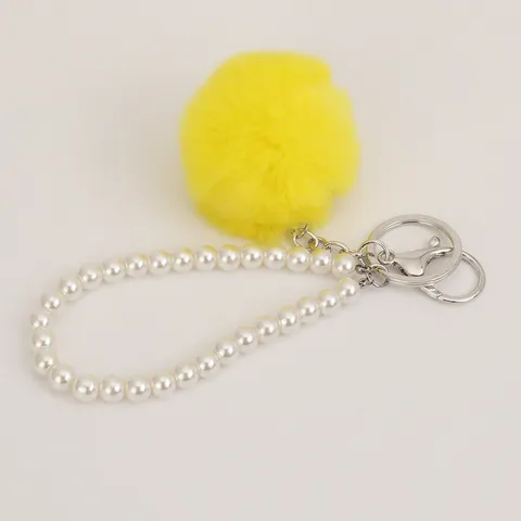 Leuk Rex Konijnenbont Bal Parel Armband Sleutelhanger Tas Auto Hanger Pluche Hängeornament