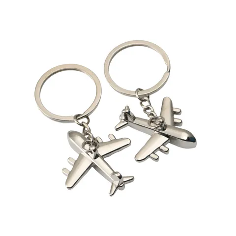 Creatieve Vliegtuig Sleutelhanger Zinklegering Metaal Vliegtuig Model Hanger Ring Voor Autosleutels