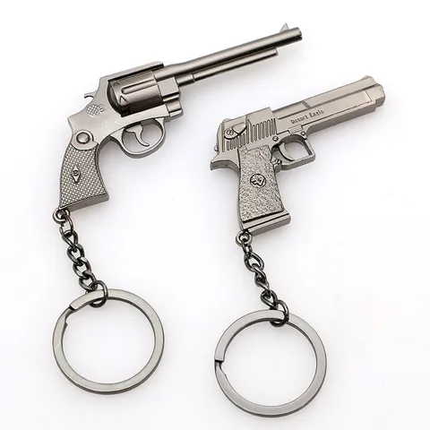 Porte-clés Pistolet Miniature en Métal Créatif Alliage Modèle de Pistolet Anneau de Clé Jouet Cadeau pour Hommes Pendentif de Clé de Voiture