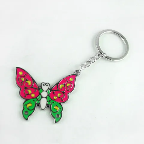 Creative Metal Butterfly Keychain Alloy Epoxy Cute Animal Bag Pendant Pastoral Style Key Chain For Women Jewelry Gift