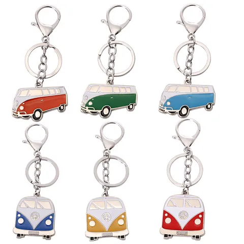 Creatieve Cartoon Retro Bus Sleutelhanger Metalen Auto Hanger Legering Baklak Sleutelhanger Voor Vrouwen Mannen Tas Accessoires