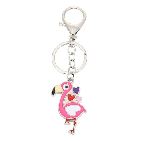 Metalenschlüsselkenmerk Schattige Uil Flamingo Geëmailleerde Sleutelhanger Tas Hanger