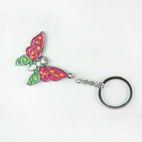Creative Metal Butterfly Keychain Alloy Epoxy Cute Animal Bag Pendant Pastoral Style Key Chain For Women Jewelry Gift