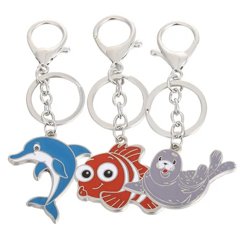 Creatieve Zeedier Metalen Sleutelhanger Leuke Dolfijn Zeeleeuw Goudvis Sleutelhanger Hanger Tas Accessoires Autosleutelhouder