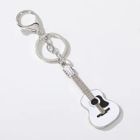 Creatieve Metalen Gitaar Sleutelhanger Legering Muziekinstrument Tassenhanger Gepersonaliseerde Sleutelloos