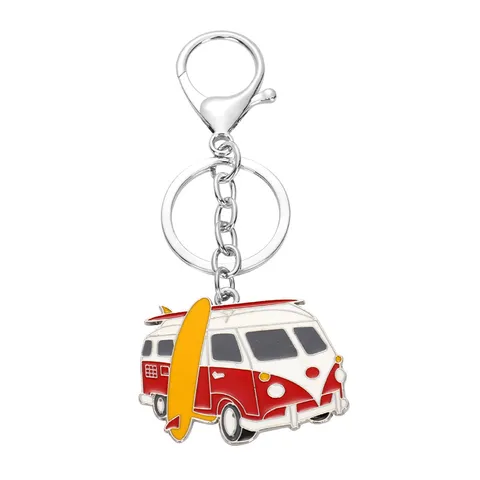 Creatieve Metalen Cartoon Bus Sleutelhanger Schattig Autopodel Tas Hanger