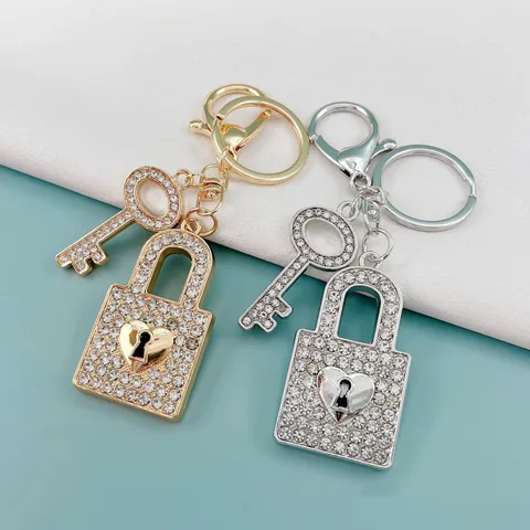 Creatief Paar Metaal Strass Hart Sleutelhanger Voor Auto Tas Telefoon Hangend Ornament Cadeau Mode Accessoires