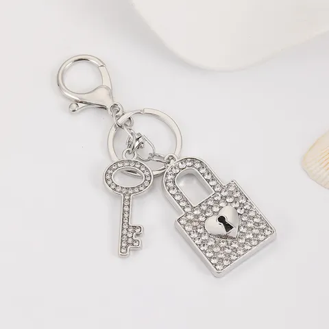 Creatief Paar Metaal Strass Hart Sleutelhanger Voor Auto Tas Telefoon Hangend Ornament Cadeau Mode Accessoires