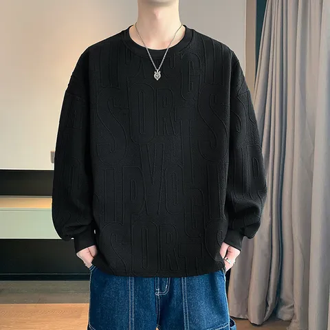 Herren Casual Pullover Kapuzenpullover Langarm Loose Fit Baumwolle Sweatshirt Mit Geprägtem Buchstaben Design Frühlingsmode Tops