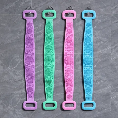 Éponge de Bain en Silicone Double Face Massage Dos Serviette Exfoliante pour le Corps pour Douche Nettoyage Quotidien