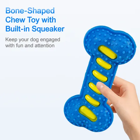 Jouet à Mâcher Os Grinçant pour Chien de Compagnie Nettoyage des Dents Interactif Bâton Molaire TPR Durable Chiot Jouet de Jeu pour Moyens Grands Chiens
