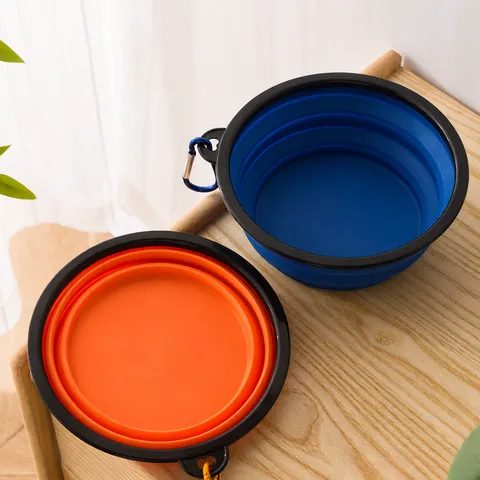 Gamelle Pliante Portable en Silicone pour Animal de Compagnie Voyage en Plein Air Bol d'Alimentation et d'Eau pour Chien avec Mousqueton