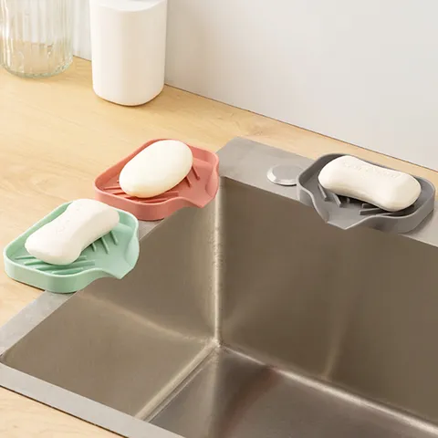 Creative TPE Silicone Soap Dish Bathroom Punch Free Draining Pad Large Soap Holder Anti Ponding Soap Tray Home Storage