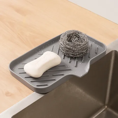 Creative TPE Silicone Soap Dish Bathroom Punch Free Draining Pad Large Soap Holder Anti Ponding Soap Tray Home Storage