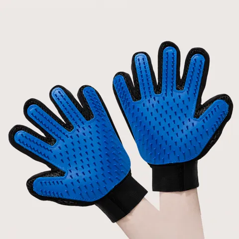 Gants d'Épilation pour Animaux Chat Chien Toilettage Étrille Moufles Douce Brosse de Massage en Silicone Maille Respirante