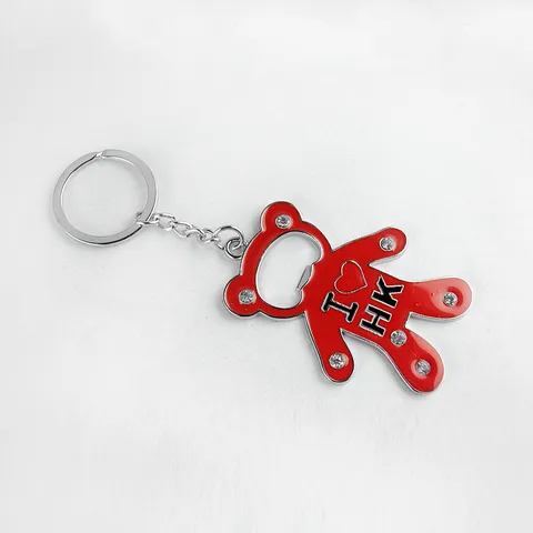 Creatieve Metalen Strass Beer Sleutelhanger Leuke Cartoon Dier Tas Hanger Bier Flesopener Auto Sleutelhanger Sieraden Cadeau