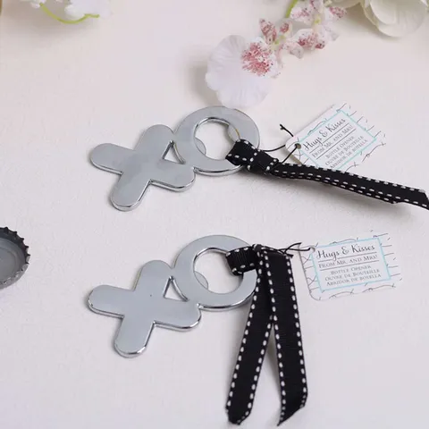 Apribottiglie in Metallo con Lettera XO Creativa con Nastro Regalo per Festa di Matrimonio Apribottiglie in Lega d'Argento
