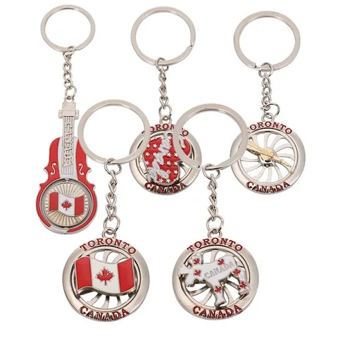 Canada Vlag Esdoornblad Roterende Metaal Sleutelhanger Reissouvenir Cadeau Legering Sleutelring