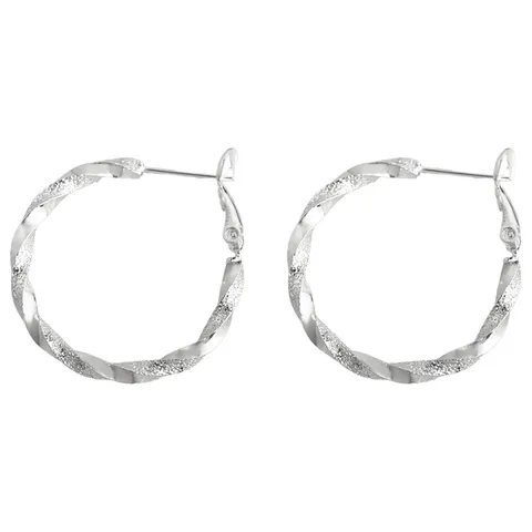 Orecchini a Cerchio Torsandé in Rame Placcato Argento Minimalisti da Donna Orecchini Geometrici Rotondi Pendolarismo Gioielli Regalo