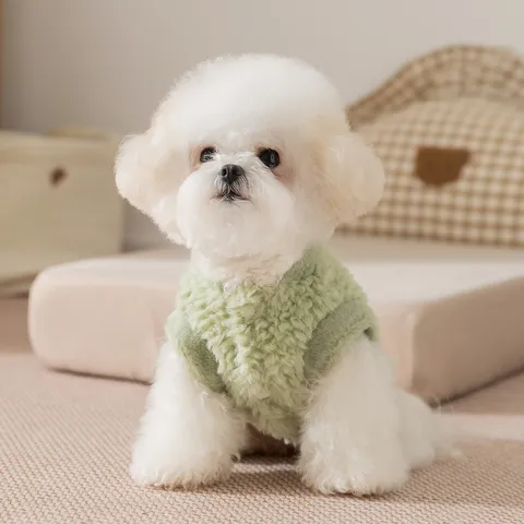 Gilet in Pile Caldo Invernale per Animali Domestici Maglione per Cani a Trecce Con Attacco Pettorina Vestiti per Cani Gatti Piccoli Medi