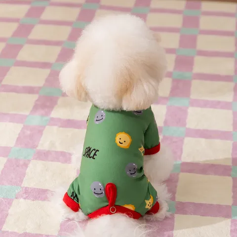 Space Exploration Theme Pet Dog Jumpsuit Winter Warm Small Medium Dog Four Legged Clothes Polyester Printed Dog Pajamas