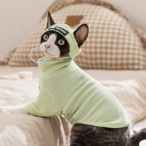 Camiseta a Rayas para Mascotas Con Sombrero Otoño Invierno Ropa Fina para Gatos Y Perros Pequeños Sudadera de Dos Patas para Cachorro