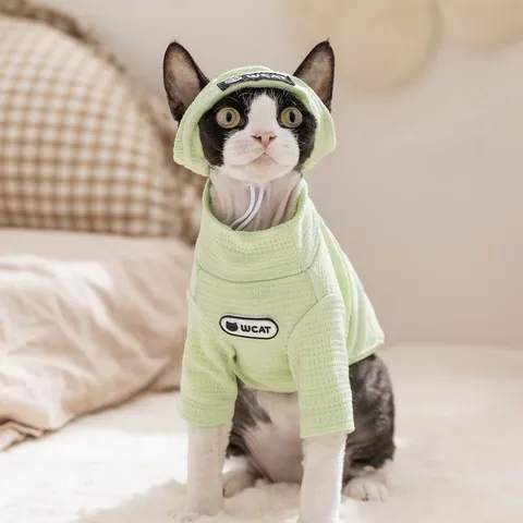 Camiseta a Rayas para Mascotas Con Sombrero Otoño Invierno Ropa Fina para Gatos Y Perros Pequeños Sudadera de Dos Patas para Cachorro