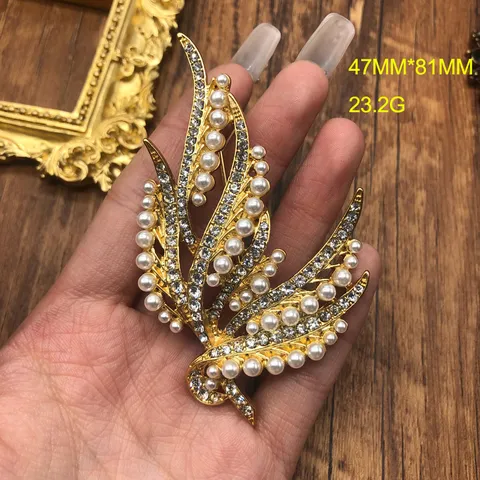 Vintage Barroco Estilo Corte Aleación Broche Y Pendientes Set Perla Artificial Strass Elegante Joya Regalo Para Mujer