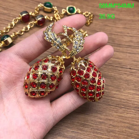 Luxe Legering Kristal Strass Ananas Hanger Halsketting En Broche Set Elegante Vintage Trui Ketting Sieraden