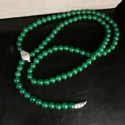 Conjunto de Joyas de Serpiente de Cobre de Lujo Vintage Con Cuentas de Ágata Verde Strass Anillo Abierto Pendientes Collar Mujer