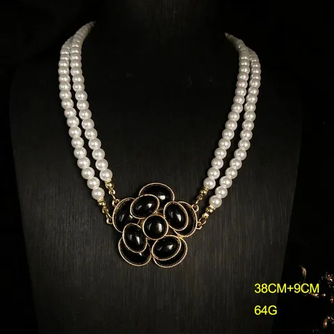Estilo Vintage Hepburn Collar Colgante de Perla Artificial de Doble Capa y Juego de Pendientes Joyería de Moda para Mujer