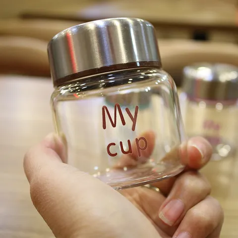 Mini Glass Water Cup Portable Cute Student Small Tea Cup With Metal Lid High Borosilicate Glass Drinkware