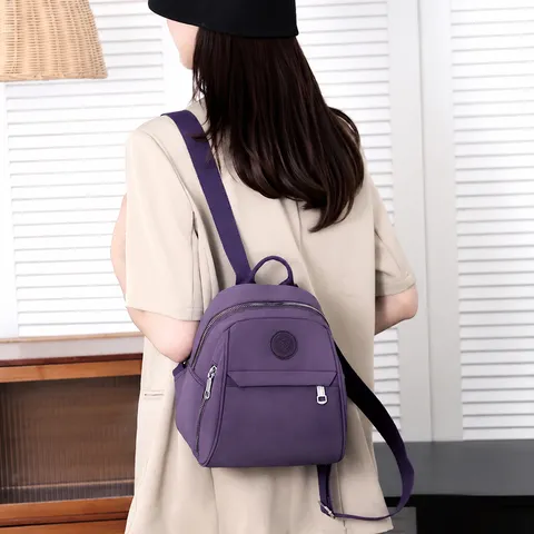 Γυναικείο Casual Mini Σακίδιο από Ύφασμα Oxford Ελαφρύ Ταξιδιού Daypack Μικρή Σχολική Tσάντα Με Μπροστινή Tσέπη με Φερμουάρ