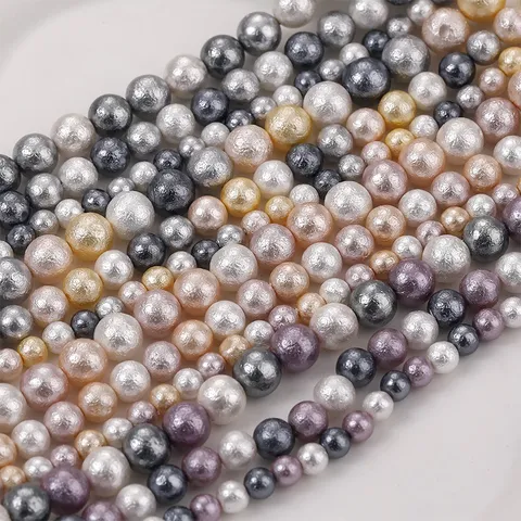 Perles de Coquillage Baroques Plissées Pour Création de Bijoux DIY Matériel Coloré Rond Perles en Vrac Fil