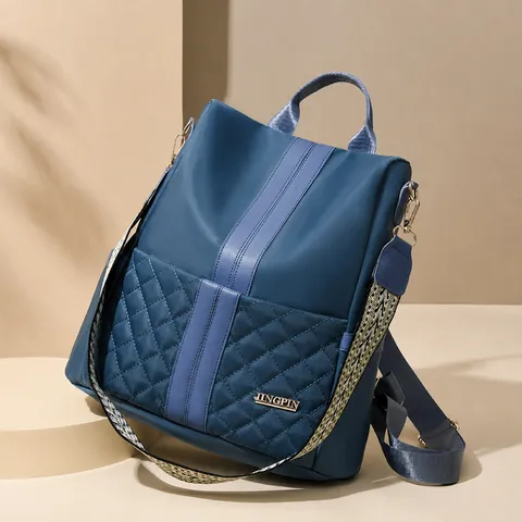Sac à Dos Mode en Tissu Oxford pour Femmes Coutures Matelassées Sac à Dos Casual Imperméable Voyage École pour Utilisation Quotidienne