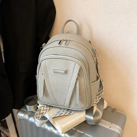 Sac à Dos Minimaliste en Cuir PU Style Coréen Sac d'École Décontracté pour Trajets Quotidien Mode Imperméable Voyage pour Femmes