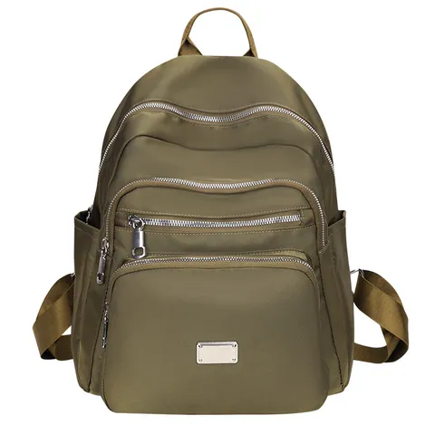 Women's Casual Oxford Cloth Backpack Large Capacity Multi-Compartment School Bag Lightweight Travel Rucksack Army Green