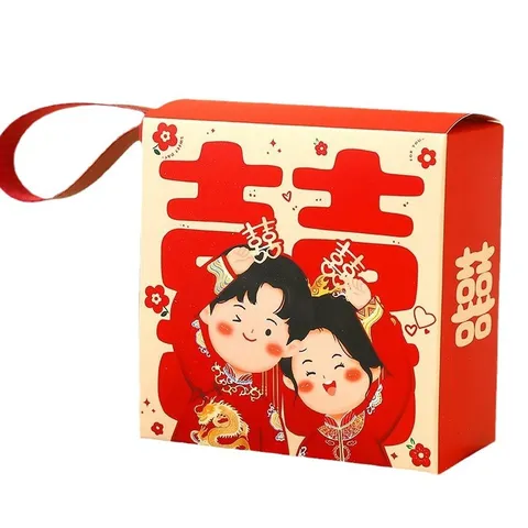 Chinesischer Stil Hochzeit Bonbontüte Party Gastgeschenk Geschenkbox Rote Papierverpackung Für Hochzeitsfeier Partybedarf