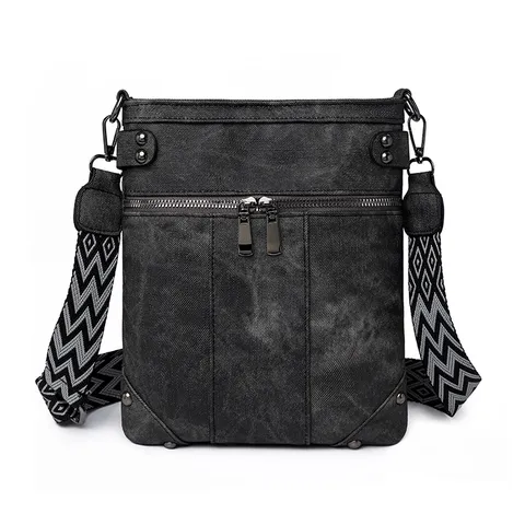 Sac à Bandoulière Mode Femme Cuir PU Rétro Casual Sac Croisé Poches Multiples Grande Capacité Vintage