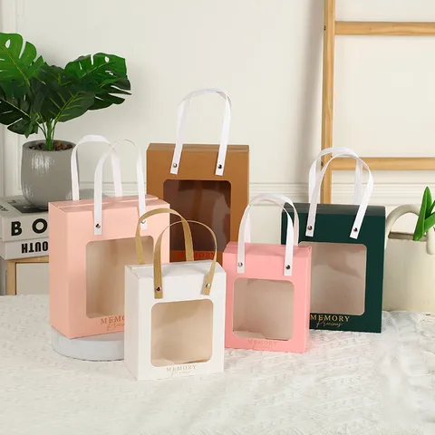 Macaron Window Paper Gift Bag Wedding Party Souvenir Packaging Tote Bag