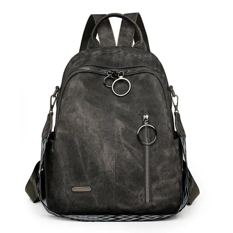 Sac à Dos Vintage en Cuir PU pour Femmes Grande Capacité Multiusage Voyage Cartable Mode Casual Daypack