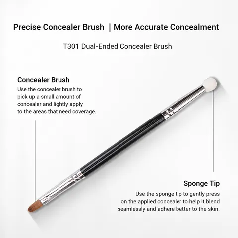 Professioneller Doppelendiger Concealer Pinsel Make-up Pinsel Set Holzgriff Kunstfaser Präzision Lidschatten Pinsel