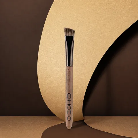Professional Angled Eyebrow Brush Walnut Handle Animal Hair Fine Detail Eyebrow Makeup Brush Cosmetic Tool