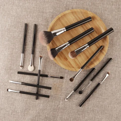 Set Profesional de 13 Brochas de Maquillaje Brochas Suaves de Fibra Sintética Base Sombra de Ojos Kit de Cosméticos Faciales
