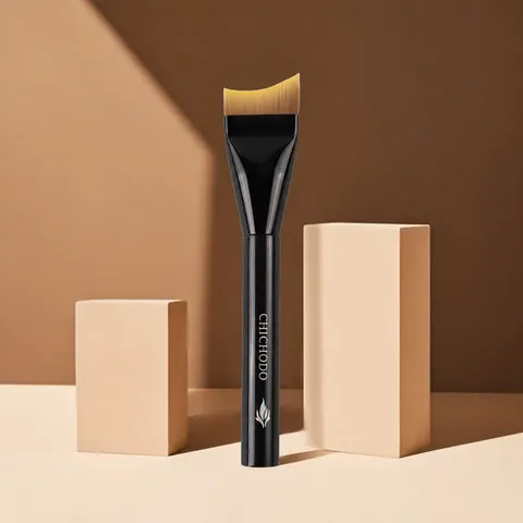 Halbmond Flachkopf Foundation Pinsel Weiche Synthetikfaser Make-up Pinsel Acryl Griff Gesichts Kosmetik Werkzeug
