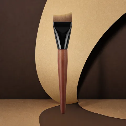 Professioneller Mondsichel Foundation-Pinsel Synthetische Faser Holzgriff Makelloses Make-up Gesicht Kosmetikwerkzeug