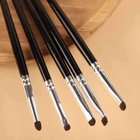 Brocha de Maquillaje de Ojos de Pelo de Caballo Profesional Pincel Sombra de Ojos Biselado Mango de Madera Herramienta
