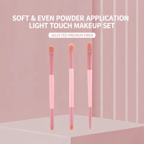 Multifunktionaler Doppelseitiger Make-up-Pinsel Rosa Verblendung Abdeckstift Pinsel Synthetische Faser Weiche Borsten Beauty-Tool