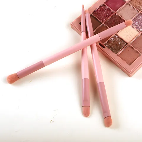 Multifunktionaler Doppelseitiger Make-up-Pinsel Rosa Verblendung Abdeckstift Pinsel Synthetische Faser Weiche Borsten Beauty-Tool