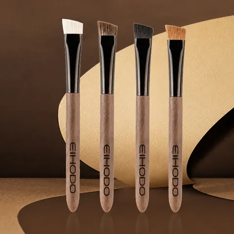Professional Angled Eyebrow Brush Wooden Handle Animal Hair Fine Detail Eyeliner Brush Makeup Tool